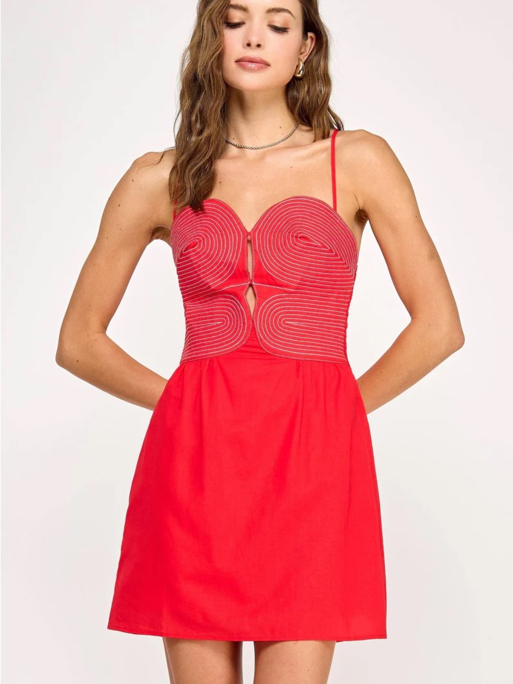 Red Spaghetti Strap Mini Dress - Picture 2 of 7